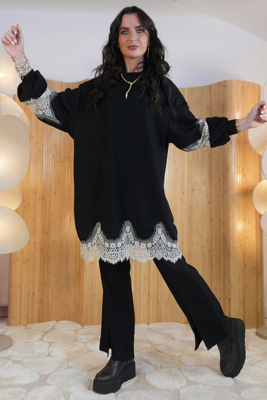 Kira Lace Tunic Black